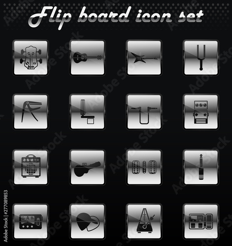 guitar and accessories icon set