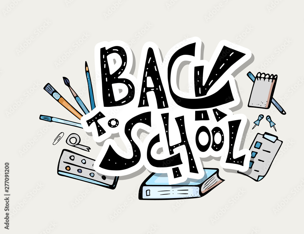 Back to school text for banner. Vector illustration.