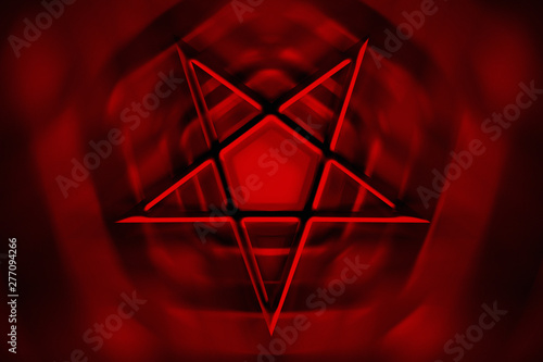The Pentagram symbol, composed of five, straight lines to form a star. 3D illustration photo
