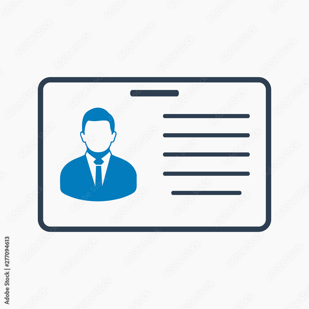 Identification card icon. Flat style vector EPS. Identification card icon. Flat style vector EPS.