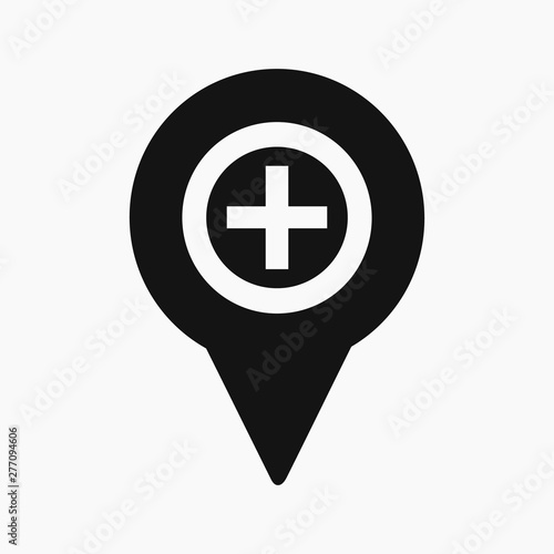 Free Download Hospital location icon. Flat style vector EPS. - GFXLoad