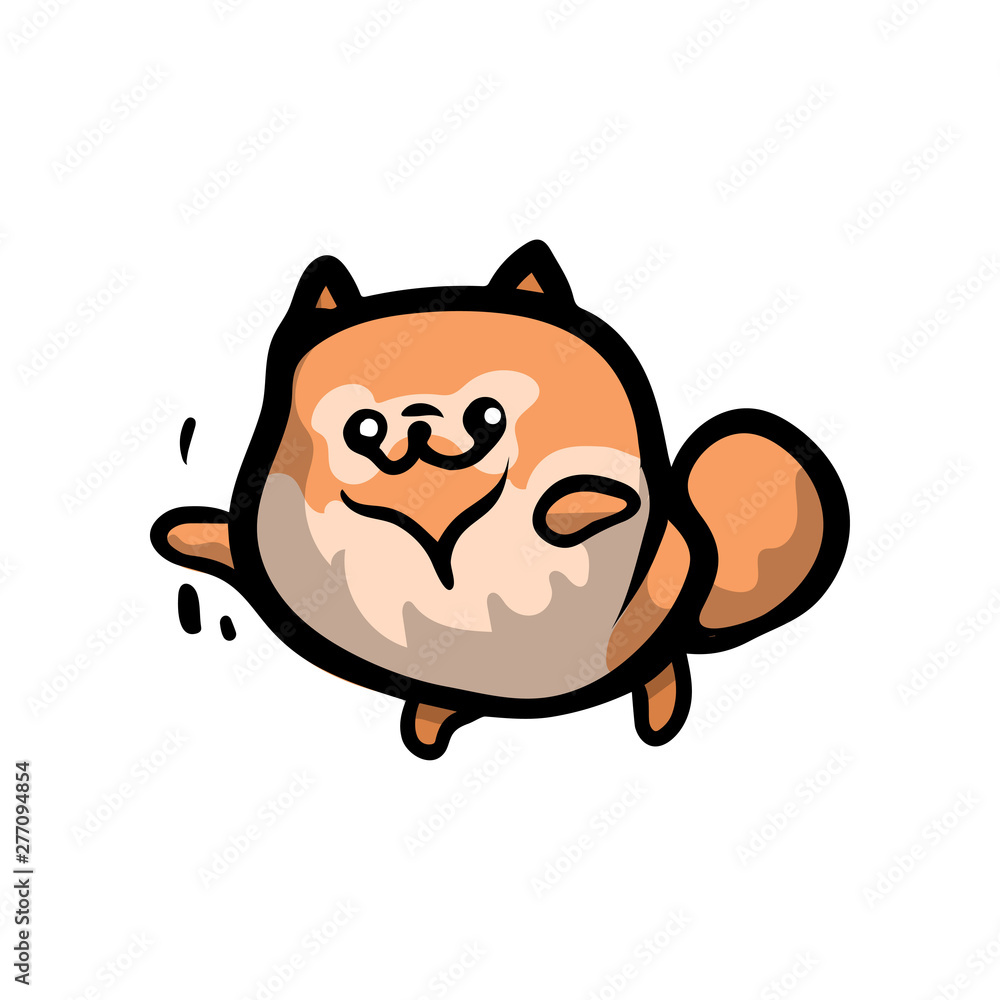 Cute red color spitz dog playing in yard Cute red color spitz dog playing in yard