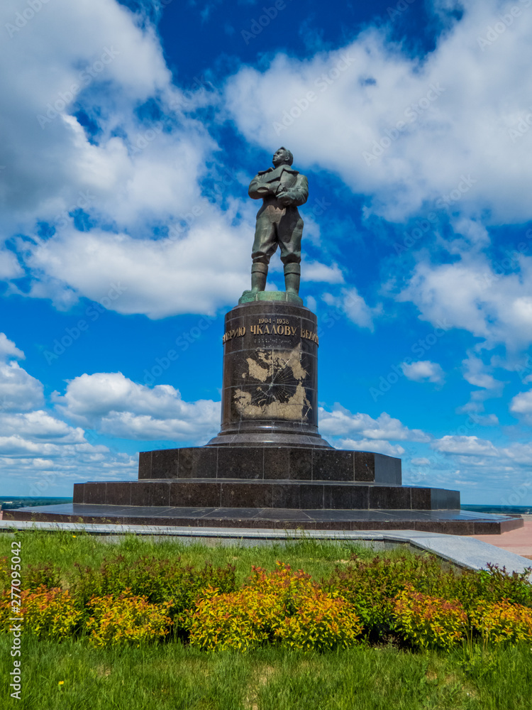 View of the Chkalov Monument in Nizhny Novgorod, Russia