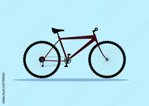 Vector illustration bicycle on blue background. Red sports bike. © Artem