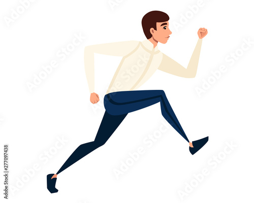 Businessman is running cartoon character design flat vector illustration isolated on white background