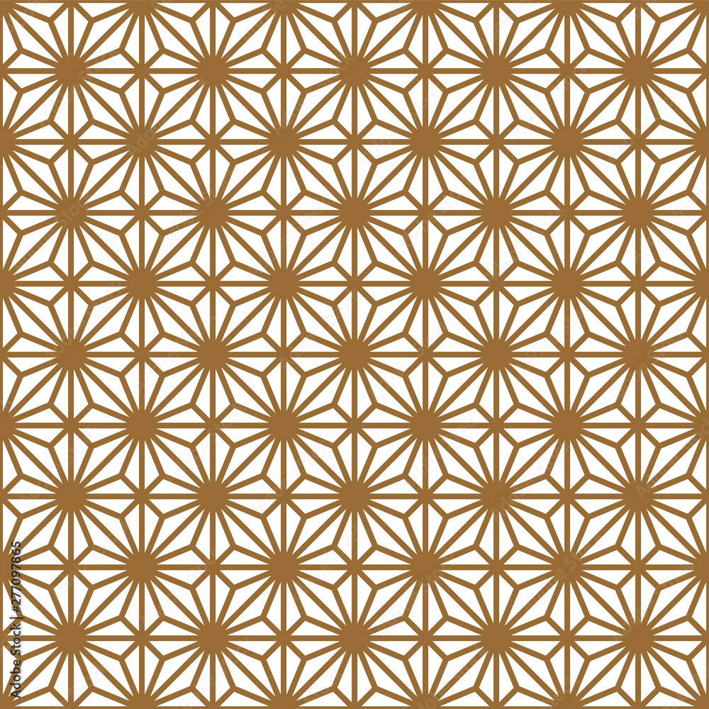 Seamless geometric pattern in golden and white.Japanese style Kumiko. Seamless geometric pattern in golden and white.Japanese style Kumiko.