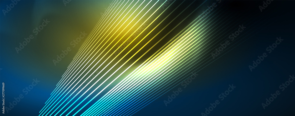 Neon blue glowing lines, magic energy space light concept, abstract background wallpaper design Neon blue glowing lines, magic energy space light concept, abstract background wallpaper design