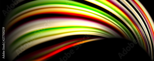 Fluid color swirls on black. Modern background with trendy design