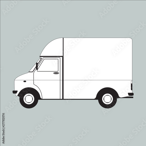 cargo van,vector illustration, lining draw
