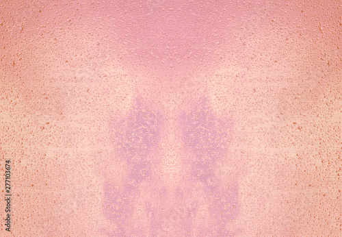 Abstract delicate pink and lilac background. Rain drops on mosquito net