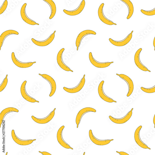 Hand draw seamless pattern of banana. Vector illustration.