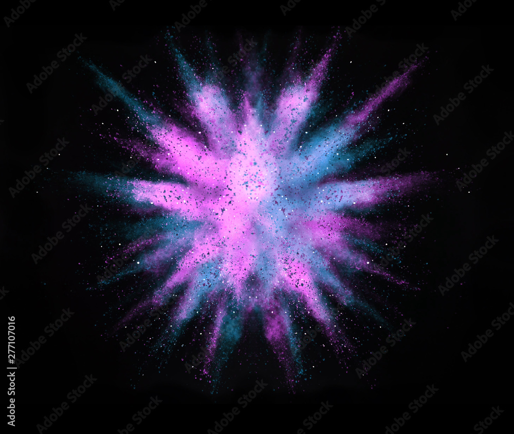 Explosion of colored powder on black background Explosion of colored powder on black background