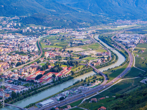 Aerial view of Trento, Italy photo