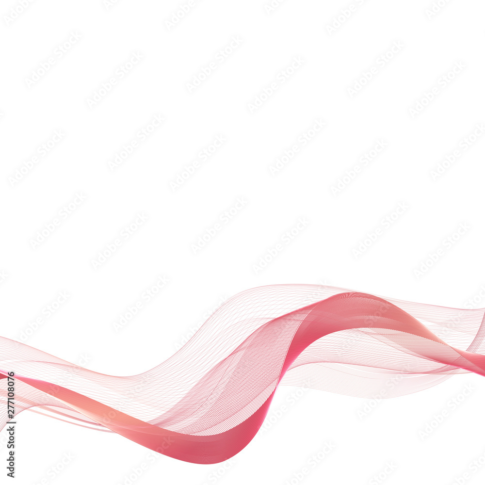  Horizontal red stylish wave on abstract background. Design element