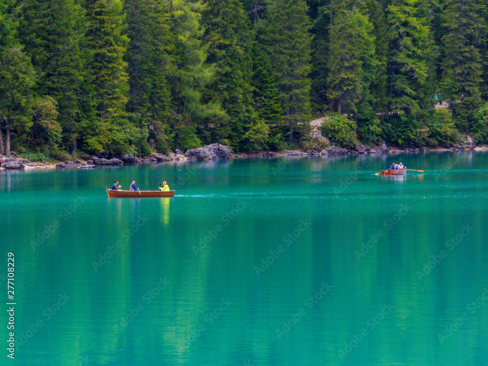 Lake Braies (also known as Pragser Wildsee or Lake Prags), South Tyrol, Dolomites, north Italy Lake Braies (also known as Pragser Wildsee or Lake Prags), South Tyrol, Dolomites, north Italy