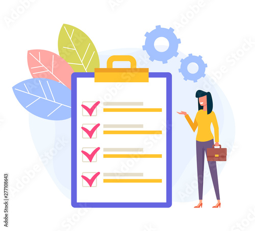 Finished done to do list concept. Vector flat cartoon graphic design isolated illustration