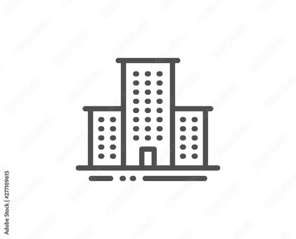 University campus line icon. Apartments sign. Architecture buildings symbol. Quality design element. Linear style university campus icon. Editable stroke. Vector
