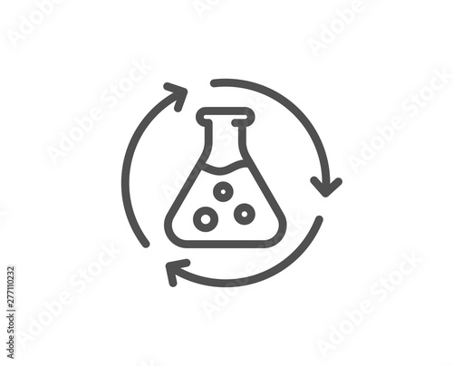 Chemistry experiment line icon. Laboratory flask sign. Analysis symbol. Quality design element. Linear style chemistry experiment icon. Editable stroke. Vector