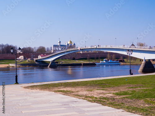 View of the Kremlin Bridge over the Volkhov River, Veliky Novgorod, Russia