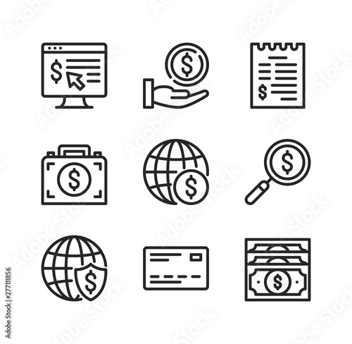 Global business vector line icons. International business concepts. Simple outline symbols, modern linear graphic elements collection. Line icons set