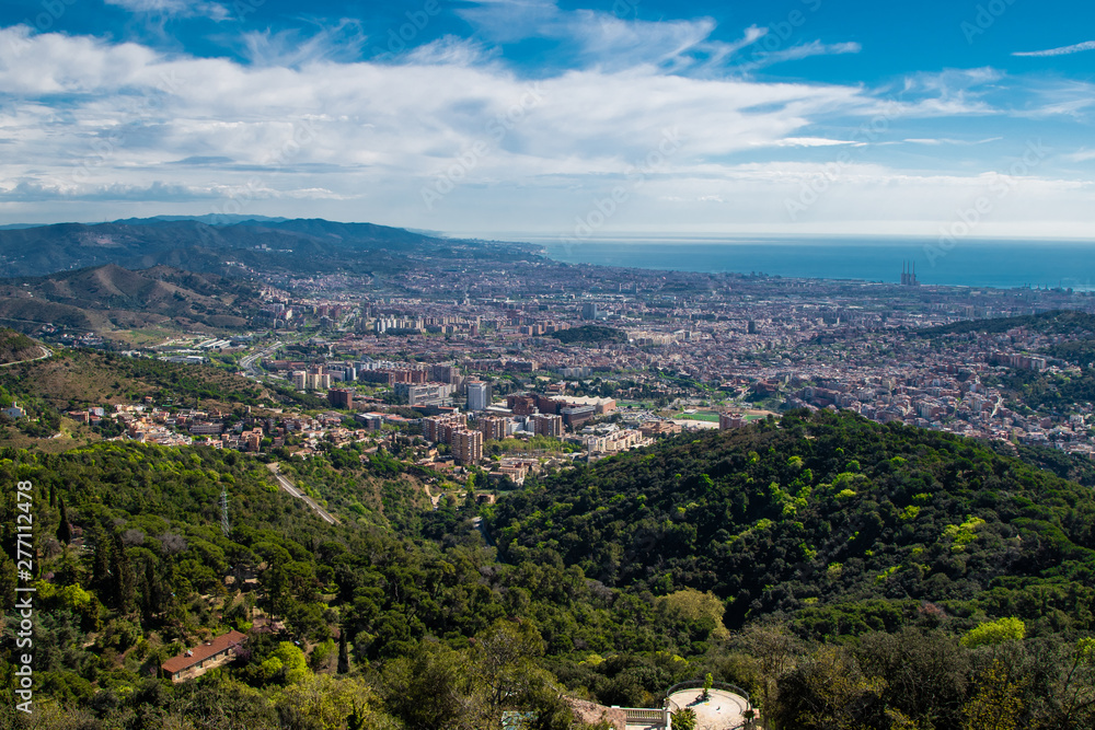 Panorama view of Barcelona city from Tibidabo.