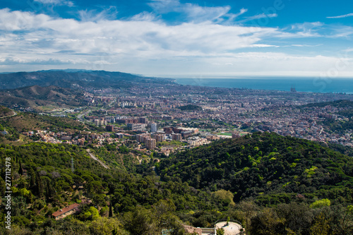 Panorama view of Barcelona city from Tibidabo.