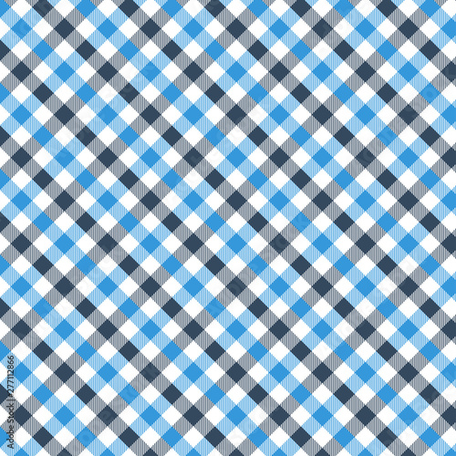 Blue and Black Gingham pattern. Texture from rhombus/squares for - plaid, tablecloths, clothes, shirts, dresses, paper, bedding, blankets, quilts and other textile products. Vector illustration EPS 10