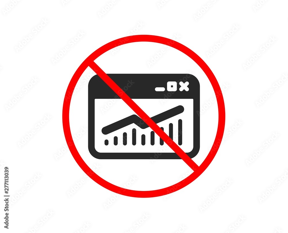 No or Stop. Website Traffic icon. Report chart or Sales growth sign. Analysis and Statistics data symbol. Prohibited ban stop symbol. No website Statistics icon. Vector No or Stop. Website Traffic icon. Report chart or Sales growth sign. Analysis and Statistics data symbol. Prohibited ban stop symbol. No website Statistics icon. Vector
