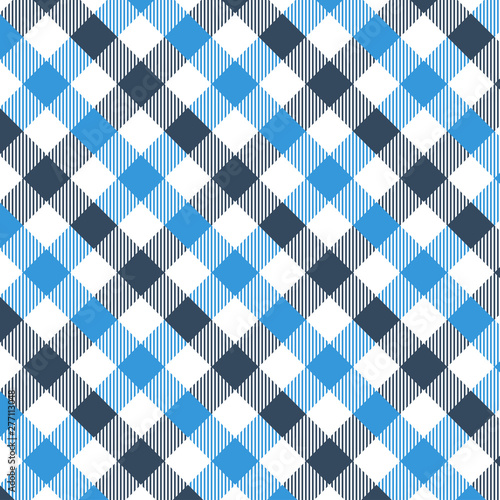 Blue and Black Gingham pattern. Texture from rhombus/squares for - plaid, tablecloths, clothes, shirts, dresses, paper, bedding, blankets, quilts and other textile products. Vector illustration EPS 10