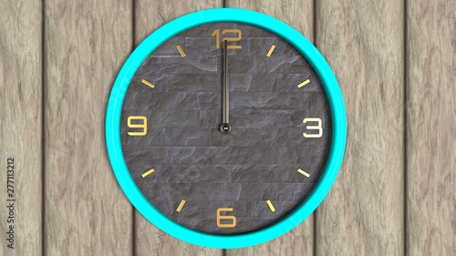 Wallpaper Mural 3d illustration of round shape clock on the wooden wall.  Torontodigital.ca