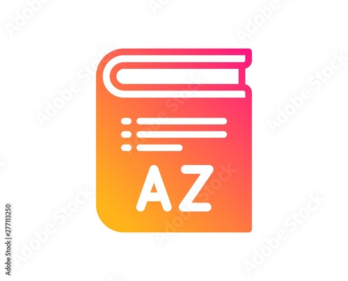 Vocabulary icon. Book glossary sign. Classic flat style. Gradient vocabulary icon. Vector