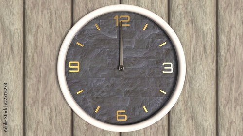 Wallpaper Mural 3d illustration of round shape clock on the wooden wall.  Torontodigital.ca