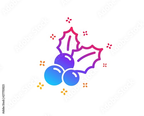 Christmas holly icon. Ilex aquifolium sign. Dynamic shapes. Gradient design christmas holly icon. Classic style. Vector
