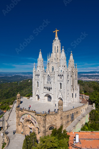 Barcelona, Spain - April, 2019: Church of the Sacred Heart of Jesus,located on the summit of Mount Tibidabo in Barcelona, Catalonia, Spain