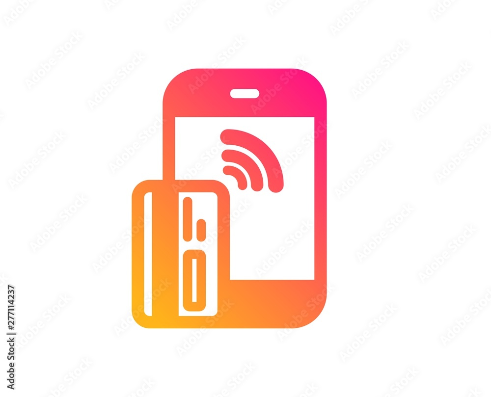 Contactless payment card icon. Phone money sign. Mobile device symbol. Classic flat style. Gradient contactless payment icon. Vector Contactless payment card icon. Phone money sign. Mobile device symbol. Classic flat style. Gradient contactless payment icon. Vector