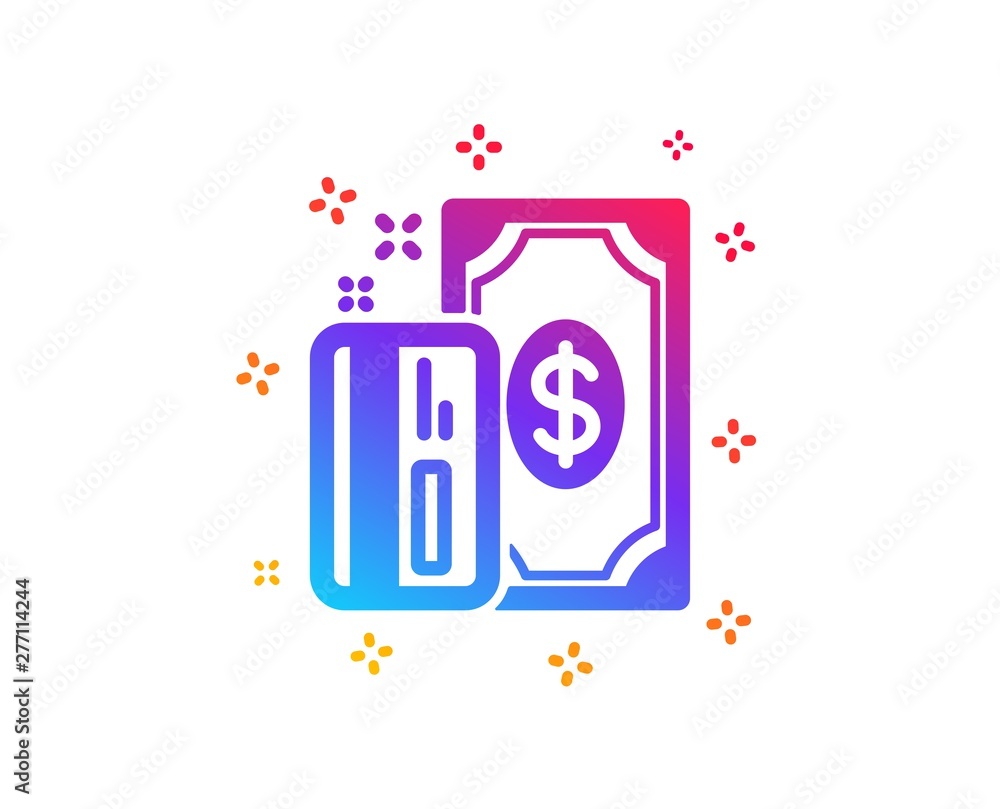 Money icon. Payment methods sign. Credit card symbol. Dynamic shapes. Gradient design payment icon. Classic style. Vector