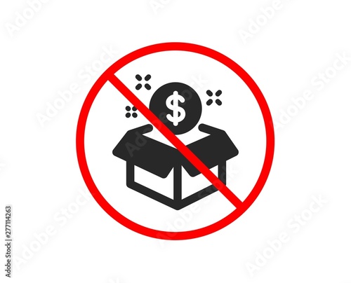No or Stop. Post package icon. Paid service sign. Prohibited ban stop symbol. No post package icon. Vector