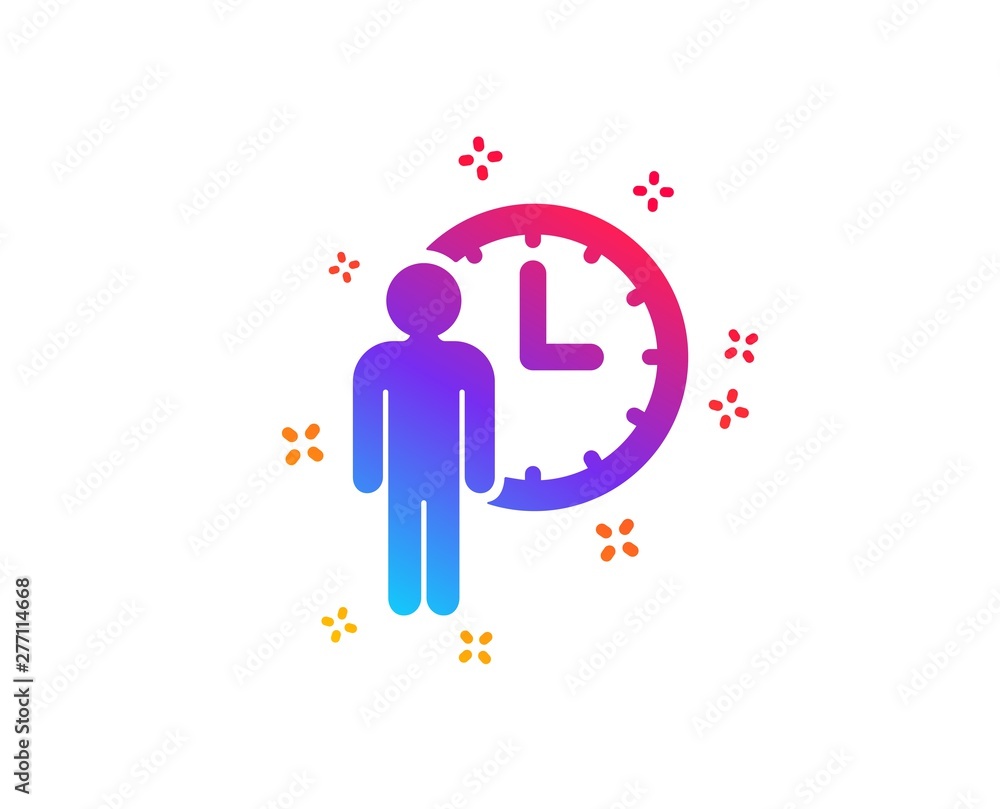 Person waiting icon. Service time sign. Clock symbol. Dynamic shapes. Gradient design waiting icon. Classic style. Vector Person waiting icon. Service time sign. Clock symbol. Dynamic shapes. Gradient design waiting icon. Classic style. Vector