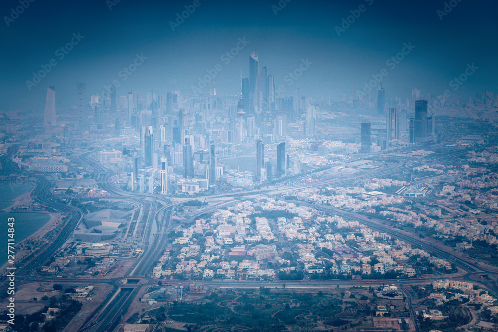 Aerial panorama of Kuwait City