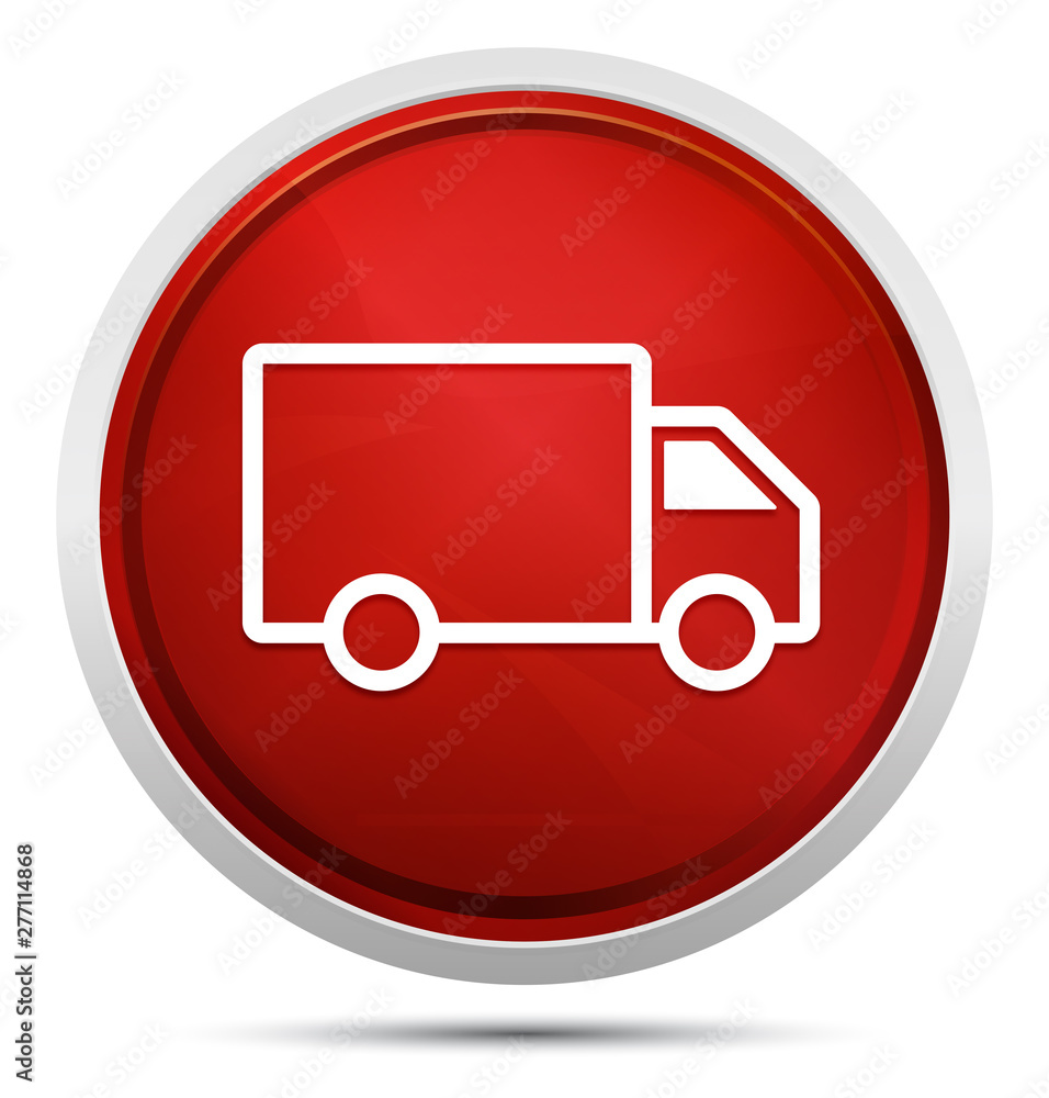 Delivery truck icon Promo Red Round Button Delivery truck icon Promo Red Round Button
