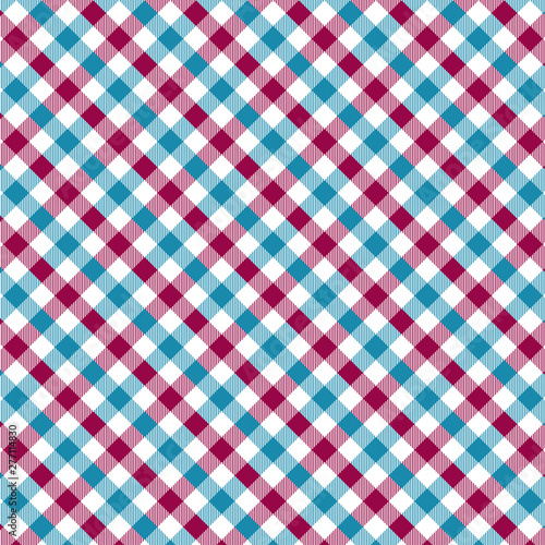 Red and Cyan Gingham pattern. Texture from rhombus/squares for - plaid, tablecloths, clothes, shirts, dresses, paper, bedding, blankets, quilts and other textile products. Vector illustration EPS 10