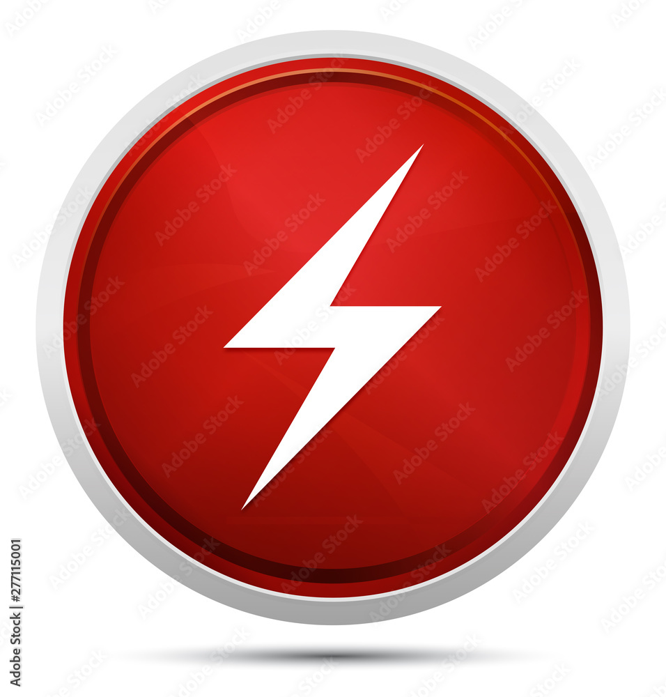 Electric bolt icon Promo Red Round Button Electric bolt icon Promo Red Round Button