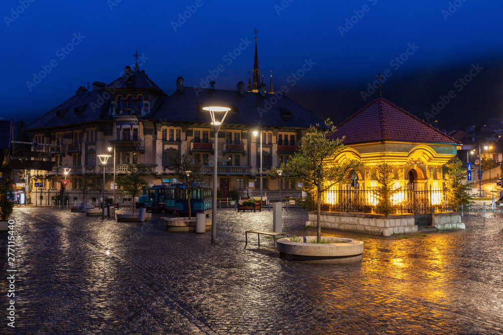Architecture of Brasov at night