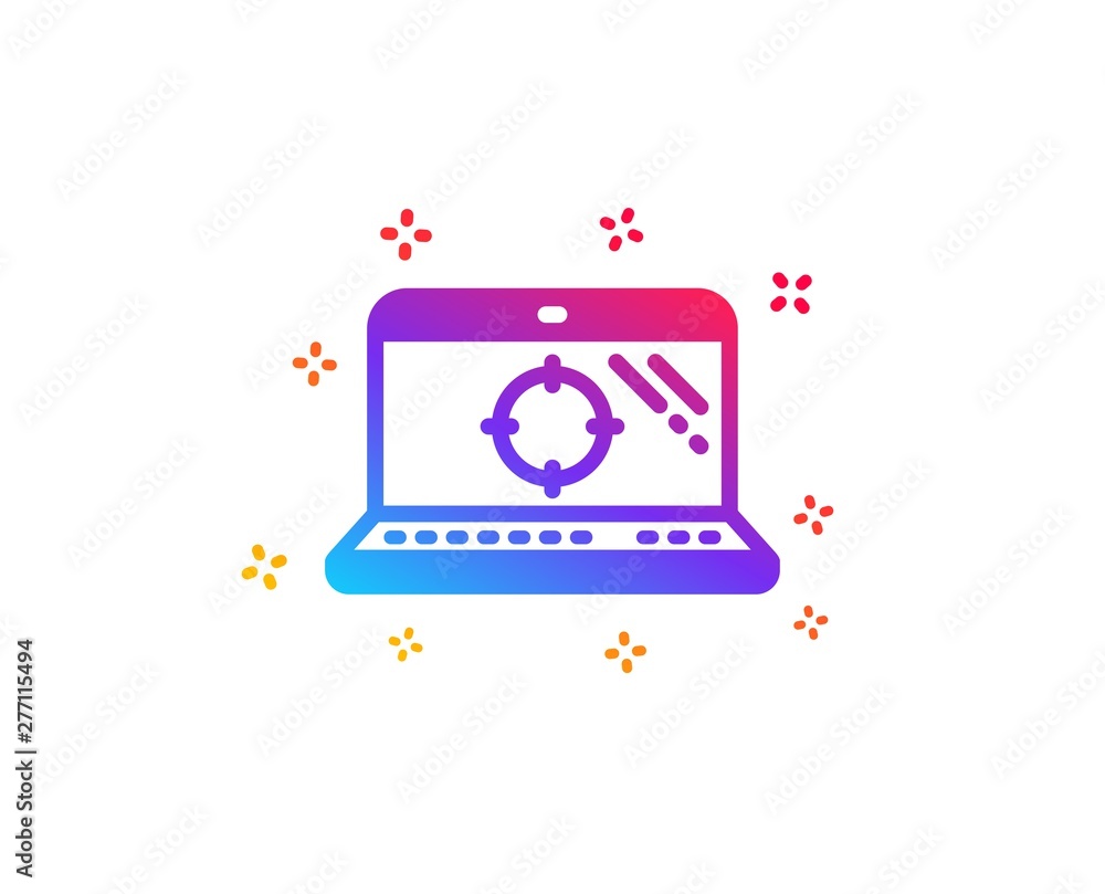 Seo laptop icon. Search engine optimization sign. Aim target symbol. Dynamic shapes. Gradient design seo laptop icon. Classic style. Vector Seo laptop icon. Search engine optimization sign. Aim target symbol. Dynamic shapes. Gradient design seo laptop icon. Classic style. Vector