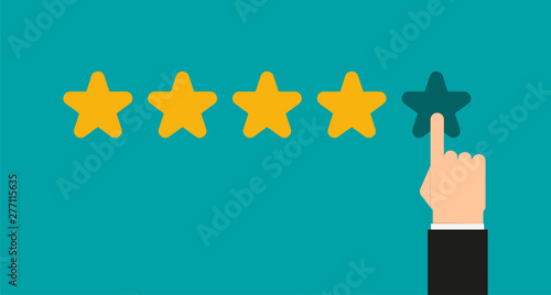star rating with hand in flat style