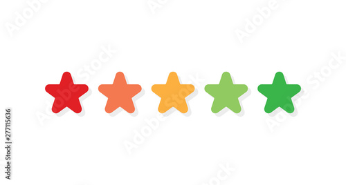stars rating different color with shadow in flat