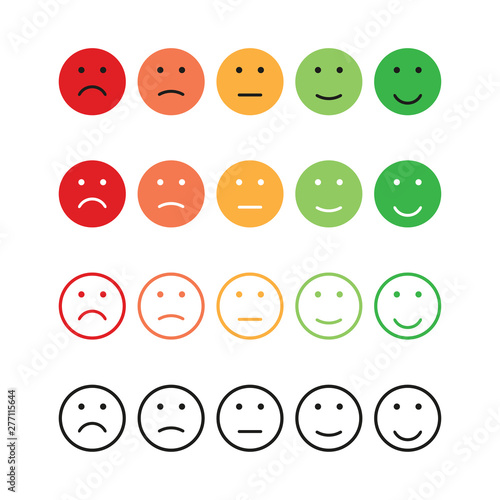 set emotions rating different colors in flat