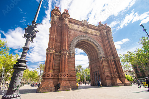 BARCELONA, SPAIN - April, 2019: Arc de Triomf in Barcelona under blue sky