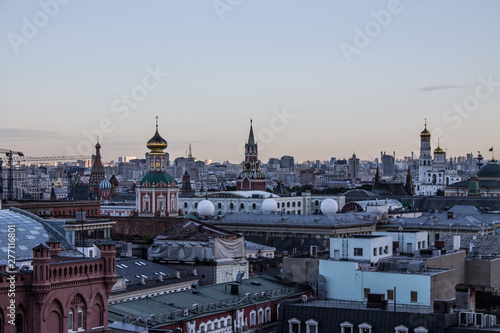 Top view of the historic center of Moscow Russia from the roof of the Central children's store © Inna