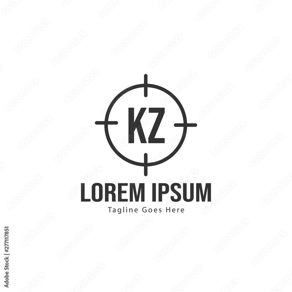 Initial KZ logo template with modern frame. Minimalist KZ letter logo vector illustration Initial KZ logo template with modern frame. Minimalist KZ letter logo vector illustration
